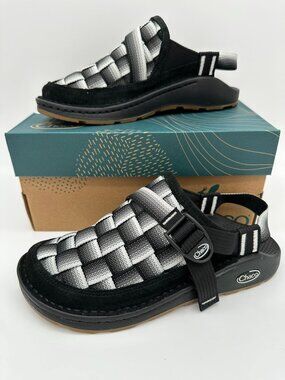 Chaco Women's Canyon Jacquard Webbing Woven Adjustable Clog Size 8M Black/White